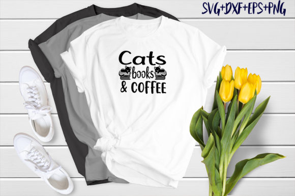 Cats, Books Coffee Graphics for T-Shirt Designs