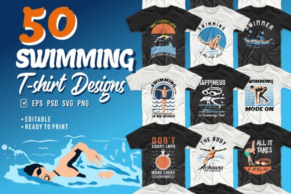 Designer Review: Swimming T-shirt Designs Bundle
